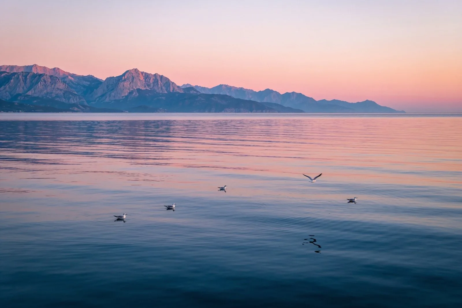 The bay of Antalya and the Taurus mountains at dawn.